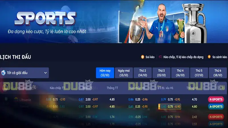 Những trò chơi được ưa chuộng nhất tại thể thao DU88