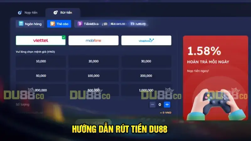Hướng dẫn cách rút tiền DU88 chi tiết, an toàn cho tân thủ